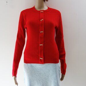 Express Crew neck Pull On Ribbed Sweater with Bow Tie buttons (M) NWT!